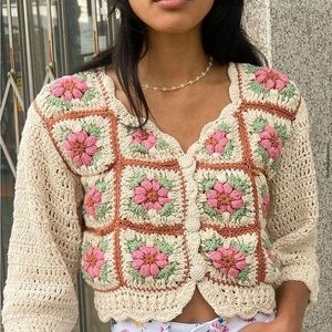 Tach Floral Crochet Cardigan.